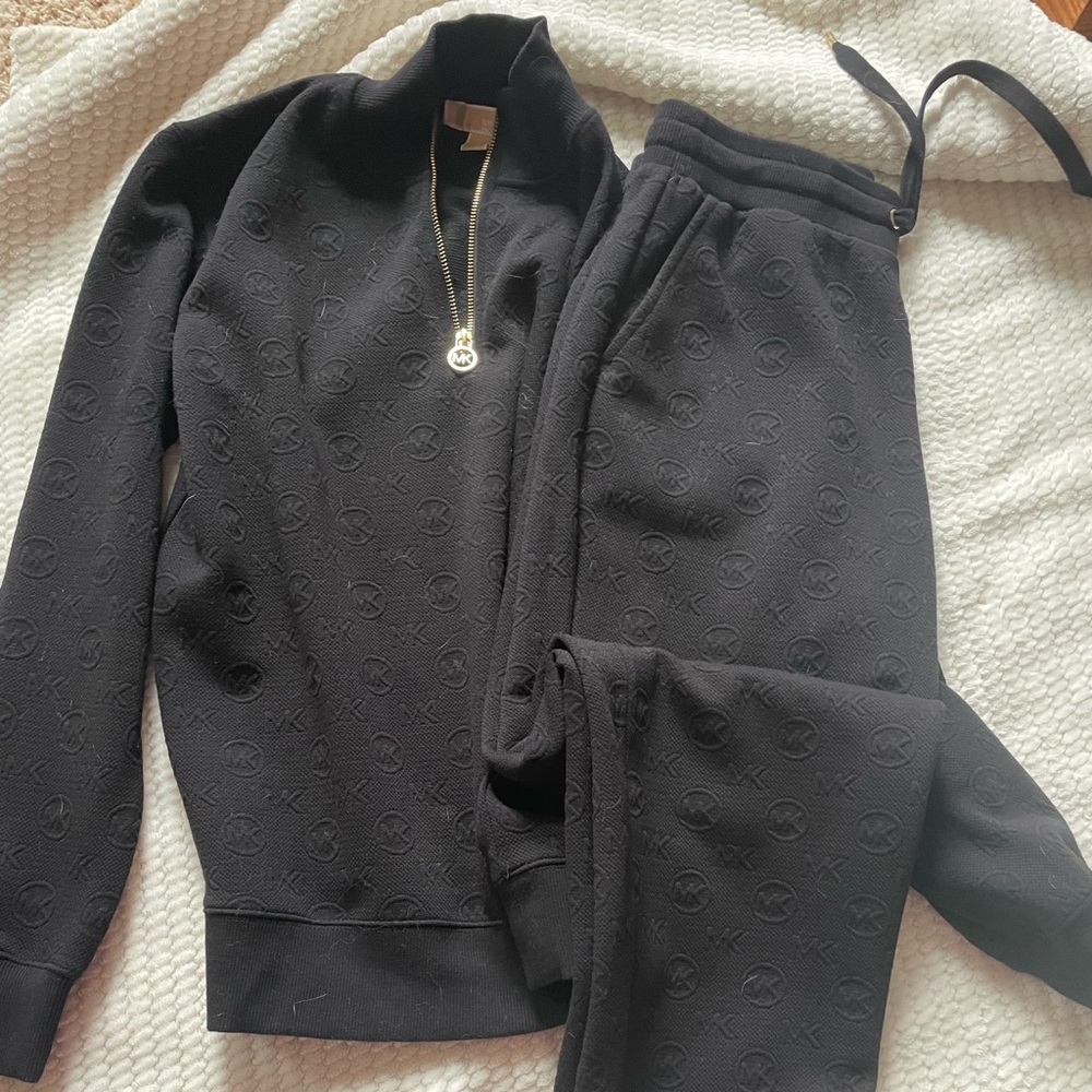 Michal Kors jacquard Black Logo Embossed Matching Tracksuit
